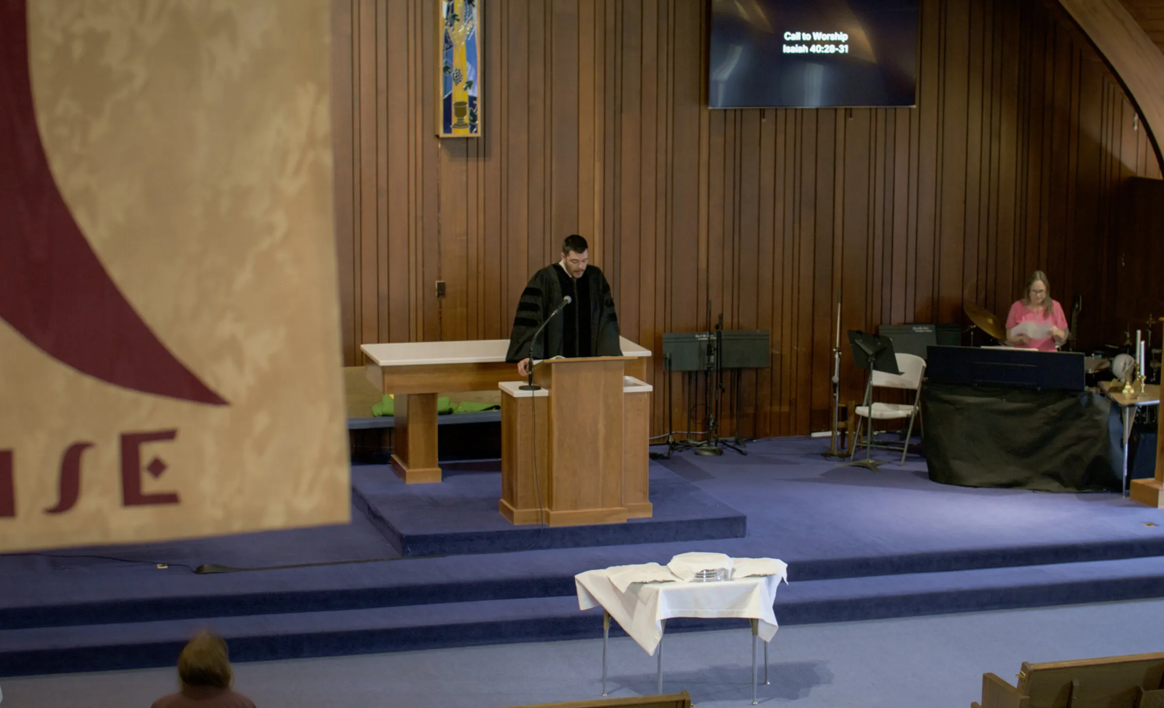 The front of the sanctuary during worship