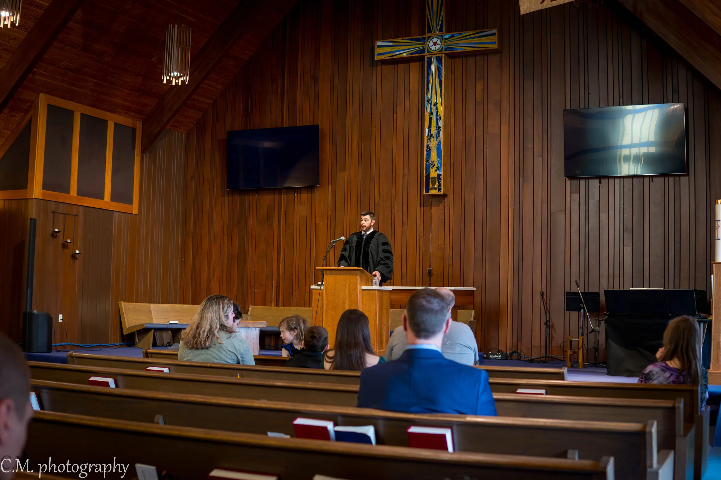 The sanctuary during the sermon