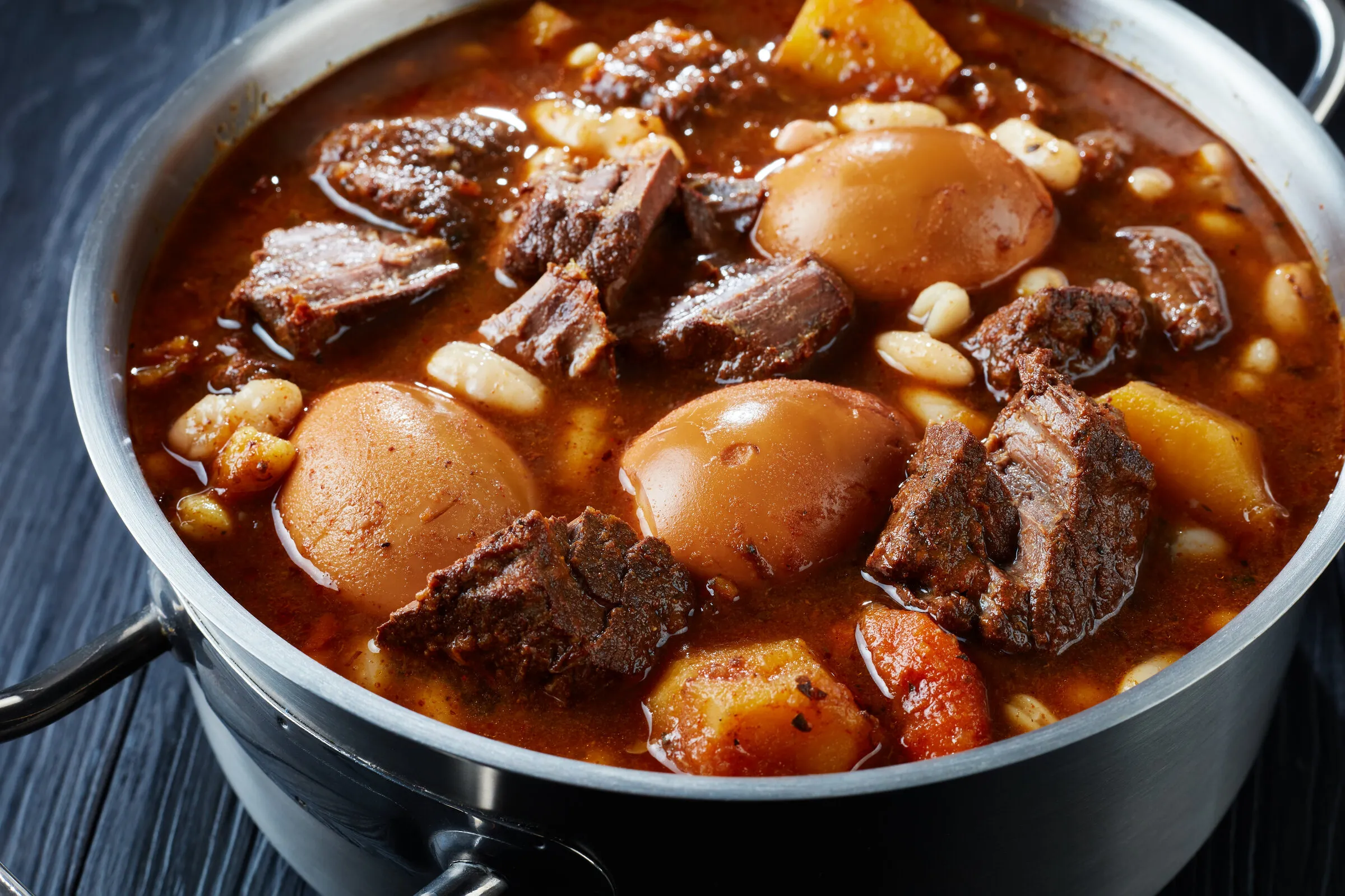 A pot of hearty stew, shared over a meal